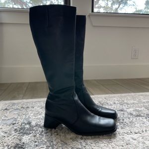 SOLD Vintage Black Knee High Leather Boots